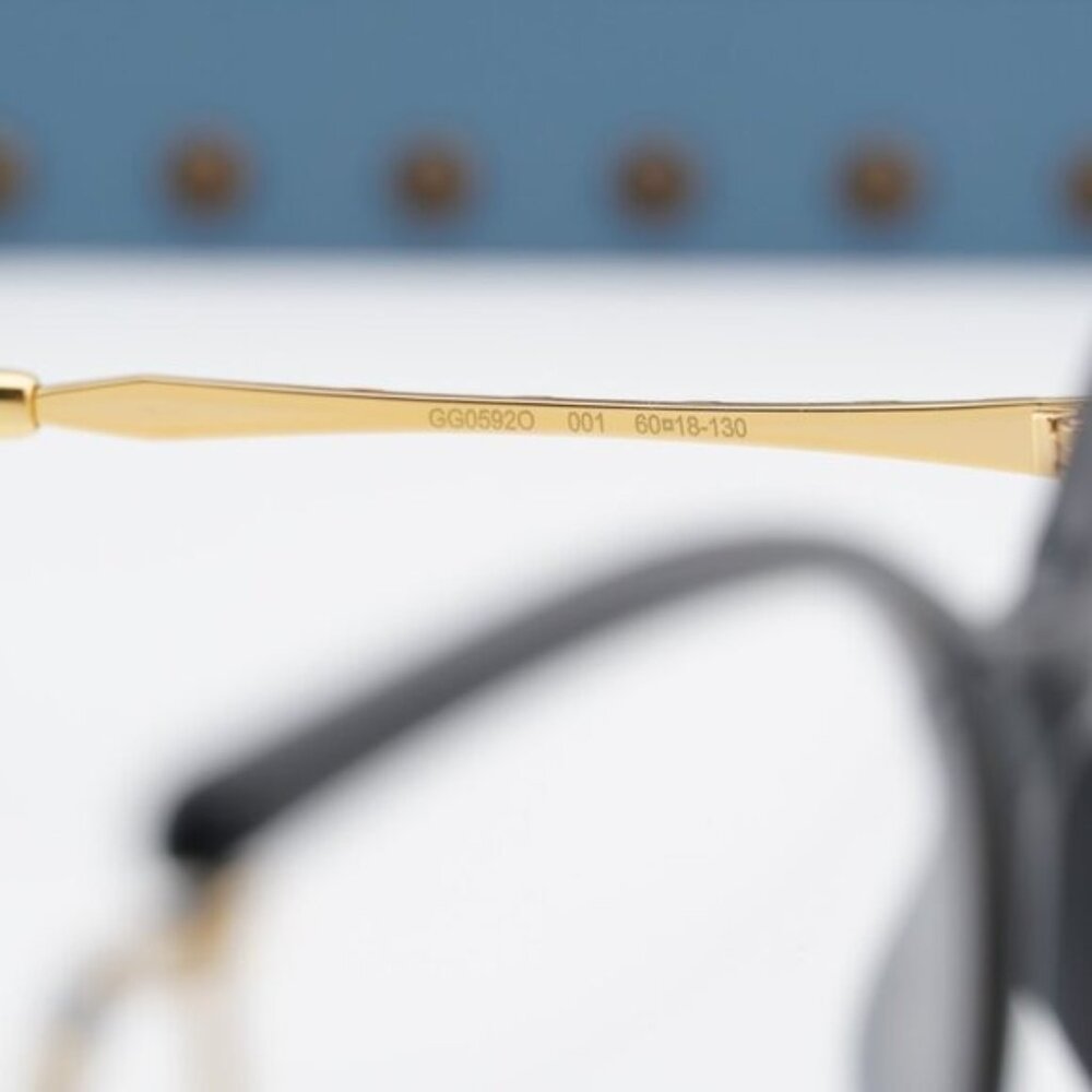 Gucci GG0592O 001 Butterfly Eyeglasses - Black/Gold 60mm - Picture 7 of 11